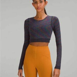 Lululemon Ebb to Street Long Sleeve Shirt Rainbow Multi Black Padded 6